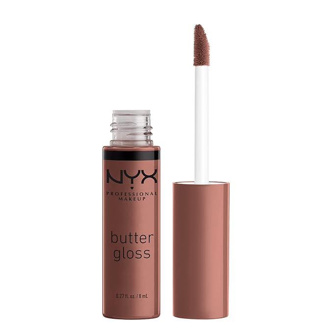 NYX PROFESSIONAL MAKEUP Butter Gloss Brown Sugar, Non-Sticky Lip Gloss - Butterscotch (Neutral Light Brown)