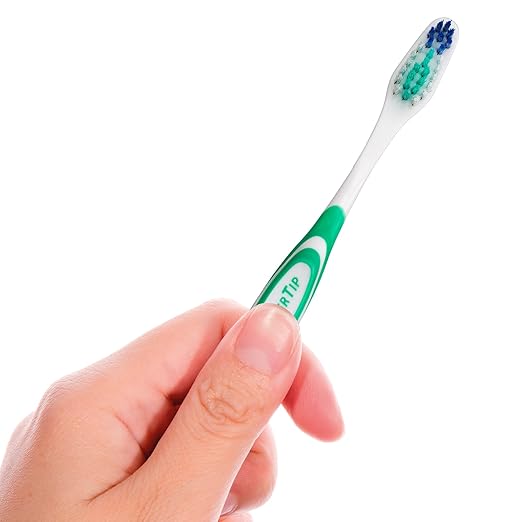 GUM Super Tip Toothbrush, Soft Bristle Toothbrush for Adults with Tongue Cleaner, Compact Head, 1ct (Pack of 12)