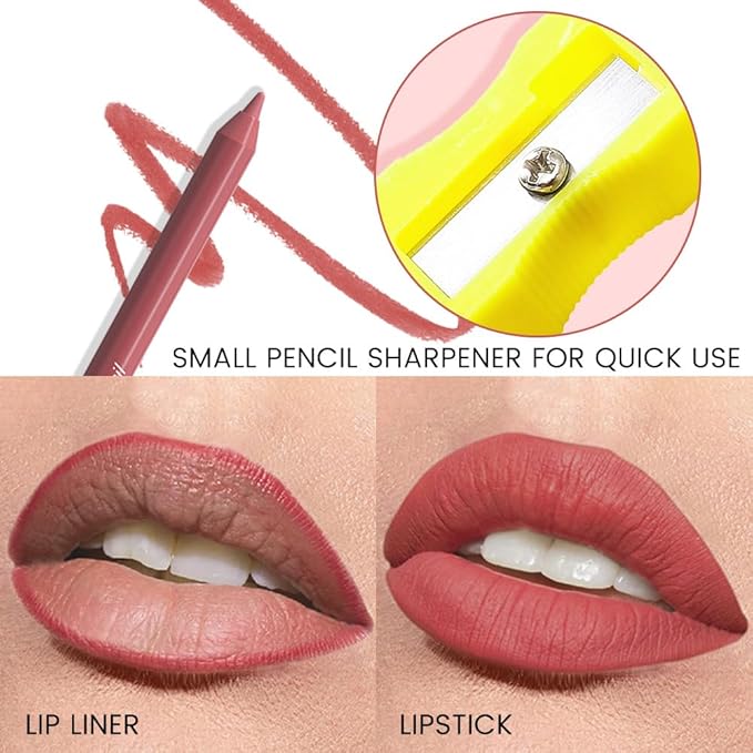 evpct 1Pcs Red Rose Matte Long Lasting Lip Liner Pencils Makeup for Shaping & Sculpting Lips, No Transfer Long Wear Waterproof Pigmented Lip Liner lipliners Crayon Lipstick Pencil with Sharpener 01