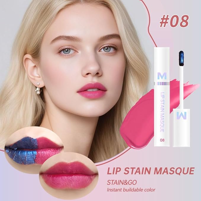 Matte Lip Gloss Peel Off Masque - Peel Off Lip Stain Tattoo,Cranberry Peel Off Lip Tint，Long Lasting Waterproof Transfer-proof Lip Mask Lip Stain Peel Off Lip Gloss,Stay Lip Makeup 08#