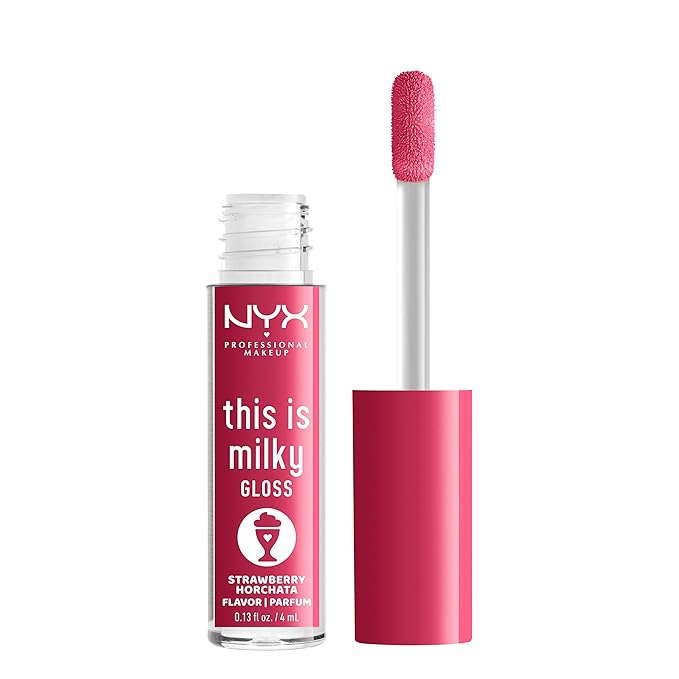 NYX PROFESSIONAL MAKEUP This Is Milky Gloss, Lip Gloss with 12 Hour Hydration, Vegan - Strawberry Horchata (Mauve Pink)