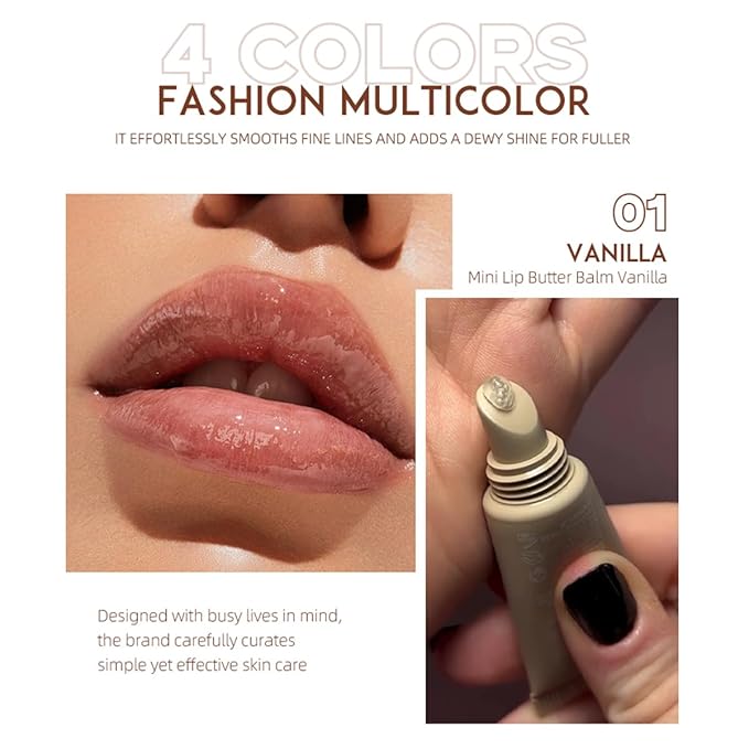 Mini Lip Butter Lip Gloss set, Smooth, Hydrating, Non-Sticky Lip Gloss for Soft and Supple Lips, Perfect for Travel & Gifts (Set B, S)