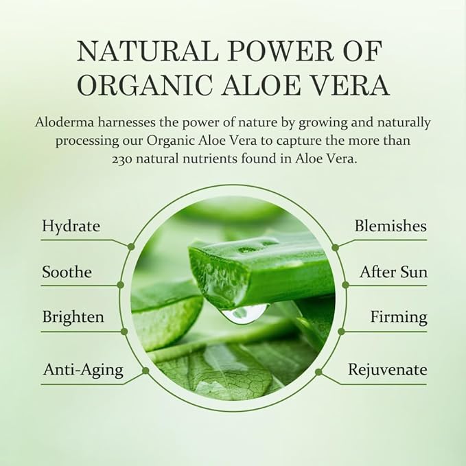 Aloderma Fresh Aloe Vera Face Hydrator Made with 99.8% Organic Aloe Vera within 12 Hours of Harvest - No Thickeners Great for Acne Prone & Sensitive Skin Repair, Scalp, & Hair 240ml
