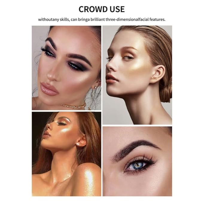 Pink Highlighter Makeup Palette, Face Highlighter Palette Glitter de Maquillaje(03)