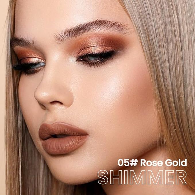 evpct Bronze Gold Shimmer Cream Eye Shadow Brightener Sticks Set for Eyes, Bronze Gold Shimmery Matte Pencil Eye shadow Applicator Stick Pen Palette Makeup Waterproof sombras en crema para ojos 05#