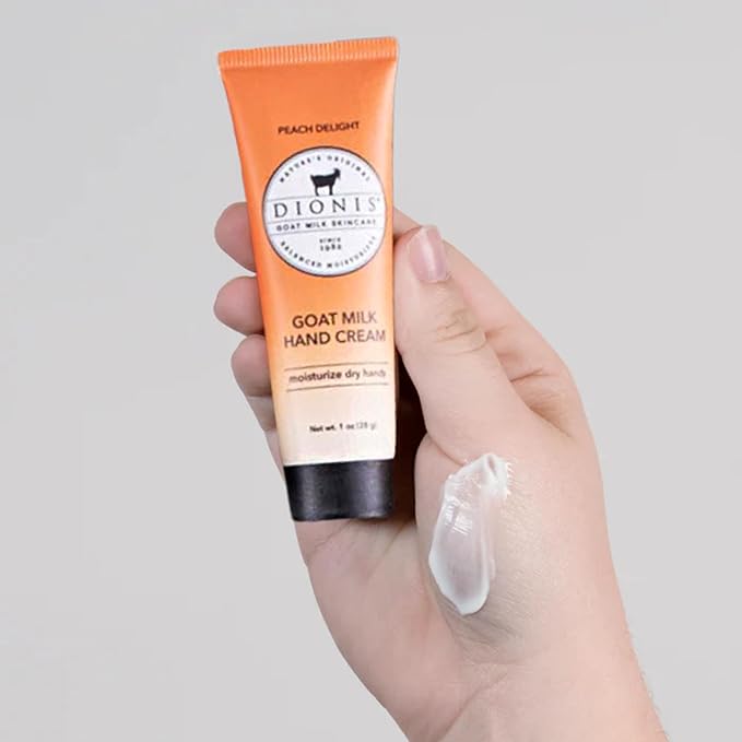 Dionis - Goat Milk Skincare Scented Hand Cream (1 oz) Set of 6, Moisturizing Lotion for Dry Skin, Good for Sensitive Skin, Cruelty-free and Paraben-free (Peach Delight)
