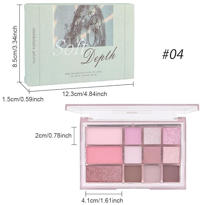 12 Colors Nude Brown Pink Matte Shimmer Eyeshadow