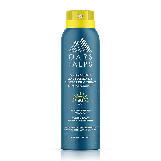Oars + Alps Hydrating SPF 70 Sunscreen Spray, Infused with Vitamin C and Antioxidants, Water and Sweat Resistant, 6 Oz, 1 Pack