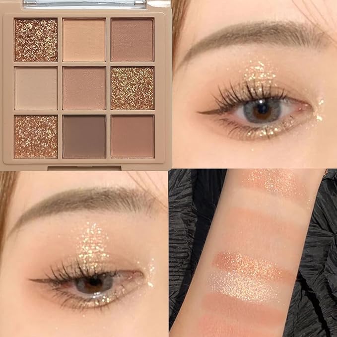 Eyeshadow Palette Makeup- 9 Colors Naked Eyeshadow Palette Matte Shimmer Korean Natural Eye Shadow palettes Highly Pigmented Naturing-Looking Long Lasting (#01)