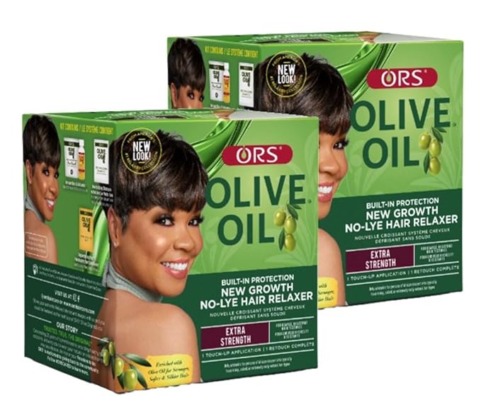 ORS Olive Oil Build-In Protection New Growth No-Lye Hair Relaxer - Extra Strength (Pack of 2)