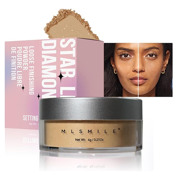 AKARY Dark Complexion Translucent Setting Powder, Shimmer Finishing