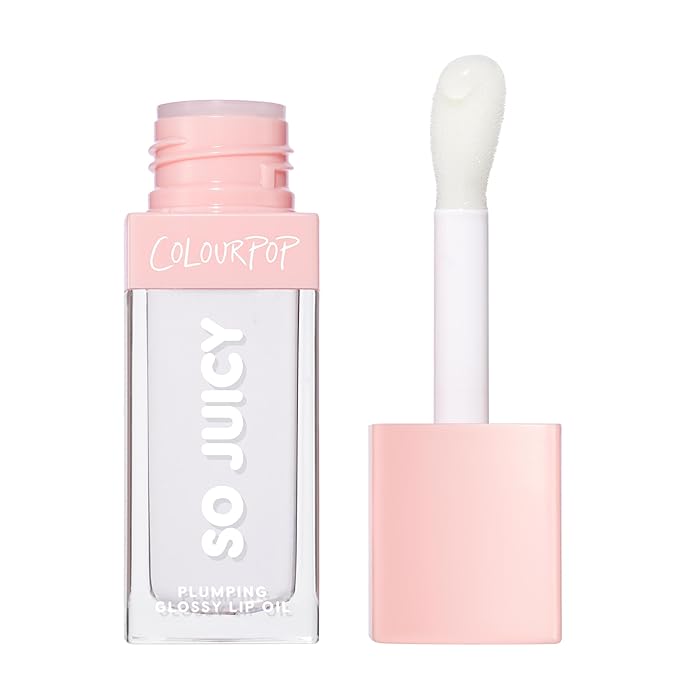 Colourpop So Juicy Plumping Glossy Lip Oil - Hydrating & Plumping Lip Oil with a Sheer Wash of Non-Sticky Color - Infused with Peptides, Ceramides & Ginger - Lychee Jelly (0.29)