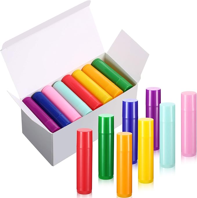 32 Pieces 5ml Empty Lip Gloss Tubes Refillable Lip Gloss Bottles Rotatable Lip Balm Container Tubes Plastic Lipstick Tube DIY Lip Gloss Balm Tube Holder for DIY Lipstick Cosmetic Samples, 8 Colors