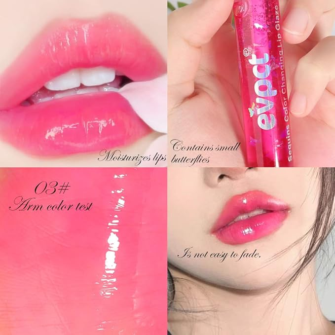 evpct 3Pcs Clear Color Changing PH Tinted Lip Changing
