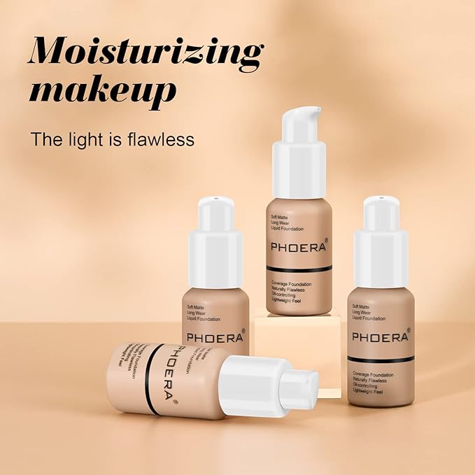 BestLand 2Pack PHOERA Foundation Full Coverage Liquid Fou