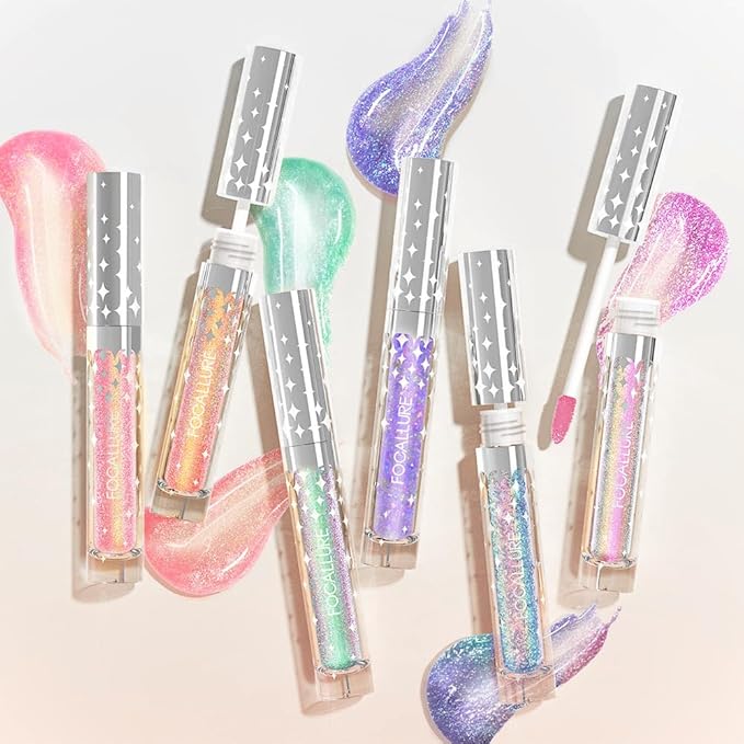 FOCALLURE Glitter Liquid Lipstick,Hydrating,Moisturizing Lip Gloss for Women,Sparkly Shimmer Lip Makeup,Long Lasting,Lightweight Formula for Lip Color and Shine,Last Match