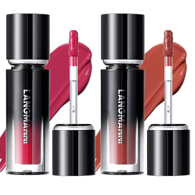 LANGMANNI Lip Oil Tint | Hydrating & Long-Lasting Lip Stain | Moisturizing And High Gloss Makeup,Non-Sticky Lip Stain For Watery And Silky Smooth Lips(#5+#6)