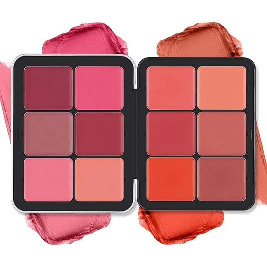 12 Colors Blush Palette,Highlighter Blush Powder Makeup,Long-Wearing,Smudge Proof,Natural-Looking,Blendable Cosmetics Makeup
