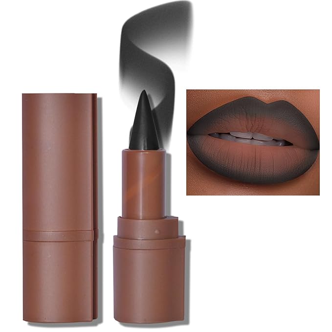 Erinde 2-in-1 Lip Liner and Lipstick Lip Combo Set, Matte Nude Dark Brown Red Lip Liner Creamy Lip Pencil Crayon, High Pigmented Long lasting Lipstick Makeup, 08# Dark