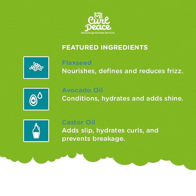 Just For Me Curl Peace Defining Curl & Coil Cream (3 Pack) - Holds & Hydrates, Contains Flaxseed, Avocado Oil & Black Castor Oil, No Animal Testing, 12 oz