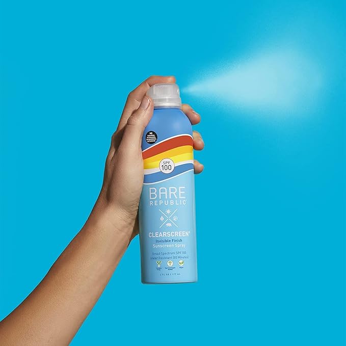 Bare Republic Clearscreen Sunscreen SPF 100 Sunblock Spray, Water Resistant with an Invisible Finish, 6 Fl Oz Each, 2 Pack