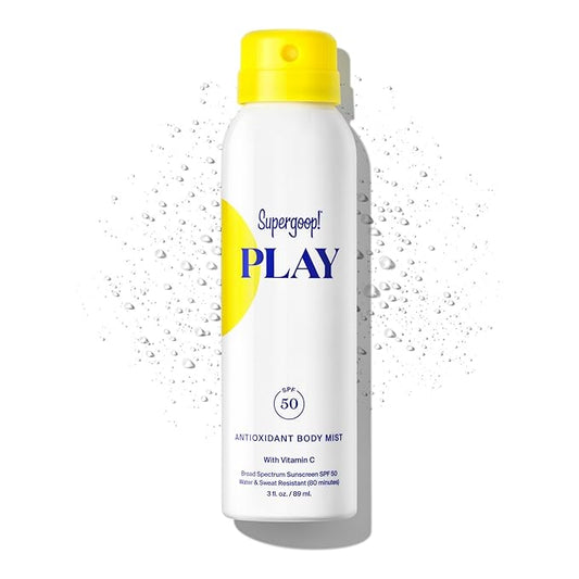 Supergoop! PLAY Antioxidant Body Mist w/ Vitamin C, 3 fl oz - SPF 50 PA++++ Broad Spectrum Sunscreen - Body Spray for Sensitive Skin - Clean Ingredients - Great for Active Days