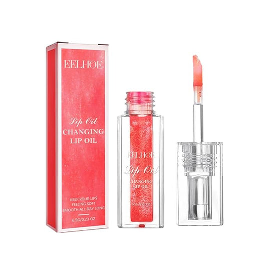 Midnight Boss Up Magic Color Changing Lip Oil Stain Cosmetic PH Actived Moisturizing Hydrating Glow Gloss Tinted Transparent Care Long Lasting Non-Sticky Fresh Texture Nourishing Pink Orange Red