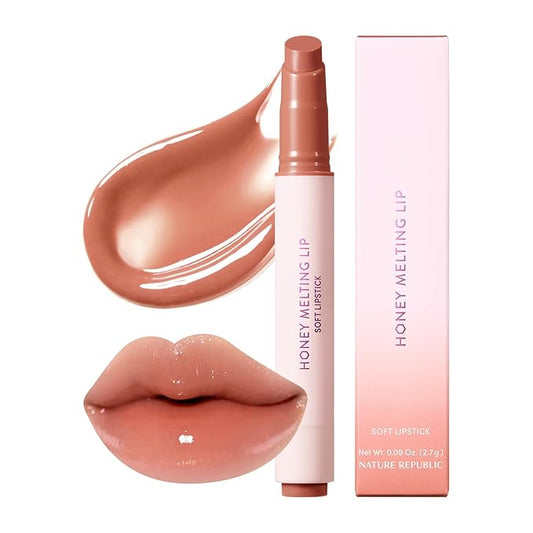 Nature Republic HONEY MELTING LIP (17 ROSE BEIGE) SOFT LIP STICK, Hydrating Gloss, Moisturizing balms, Sheer tint, Shine & Nude, Glowy Finish, korean make up