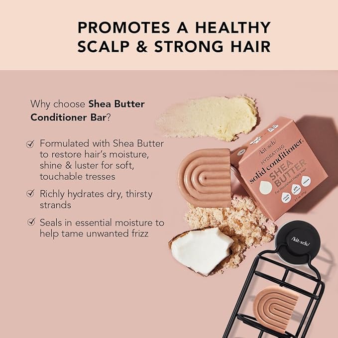 Kitsch Shea Butter Conditioner Bar for Hair Hydration | Nourishing Hair Mask | Made in US | Eco-Friendly Zero Waste Solid Bar Conditioner | Moisture for Dry Hair | Works w/Natural Shampoo Bar, 2.7oz