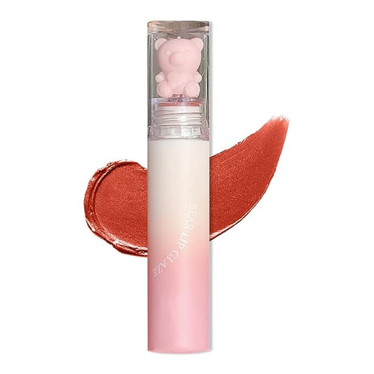 KWOLYKIM Pink Bear Matte Velvet Lip Gloss, Moisture Smooth Lip Glaze Waterproof Long Lasting Lip Stain Cute Beauty Makeup Nude Pink