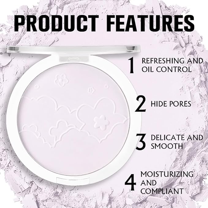 Face Oil Control Pressed Setting Powder-Clarifying Finishing Powder,Waterproof All-Day Use
