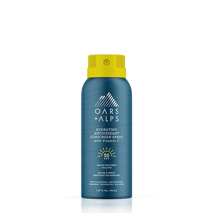 Oars + Alps Hydrating SPF 50 Sunscreen Spray, Infused with Vitamin C and Antioxidants, Water and Sweat Resistant, TSA Friendly, 1.87 Oz
