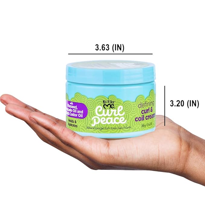 Just For Me Curl Peace Defining Curl & Coil Cream (3 Pack) - Holds & Hydrates, Contains Flaxseed, Avocado Oil & Black Castor Oil, No Animal Testing, 12 oz