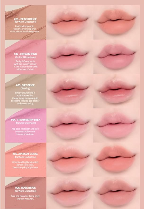 Heart Percent Dote On Mood Lip Pencil, Long-Lasting Creamy Lip Crayon Smooth Color Liner Retractable Lipstick Pencil 0.8g, #13. Bare Lips