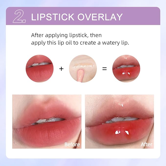 2Pcs Crystal Jelly Moisturizing Lip Oil Hydrating Lip Gloss Set, Non-sticky Fresh Texture Nourishing Plumping Lip Oil Long Lasting Lip Care Tools