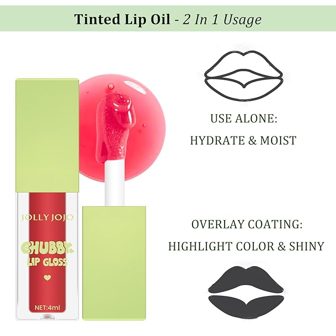 Lip Glow Oil - Transparent Glossy Lip Oil, Hydrating Plumping Lip Oil, Clear Tinted Lip Balm Lip Care Long Lasting Lip Gloss (#1)