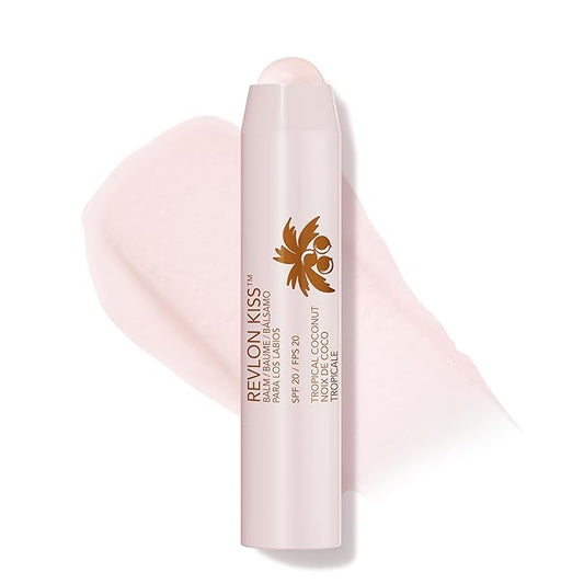 Revlon Kiss Tinted Lip Balm with SPF 20, Hydrating, Flavored, Infused with Natural Fruit Oils, 010 Tropical Coconut, 0.09 oz