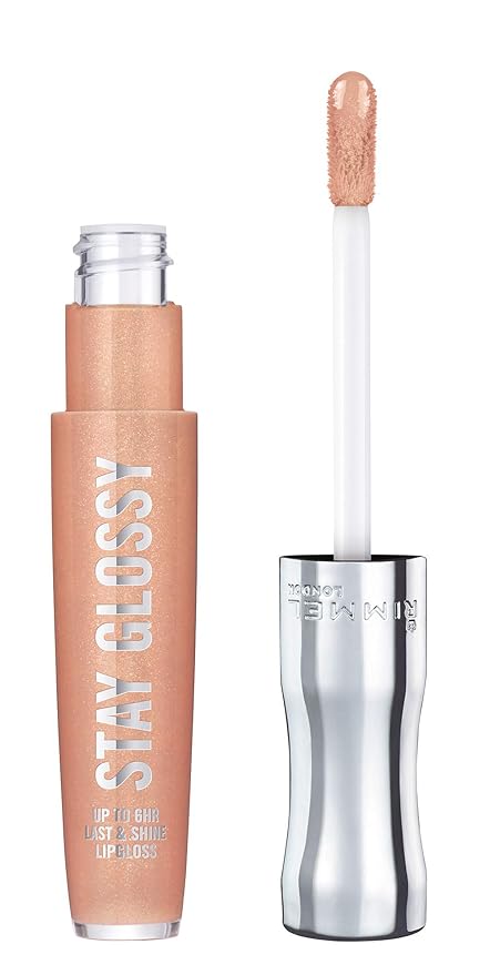 Rimmel Stay Glossy Lip Gloss - Non-Sticky and Lightweight Formula for Lip Color and Shine - 120 Non-Stop Glamour, .18oz
