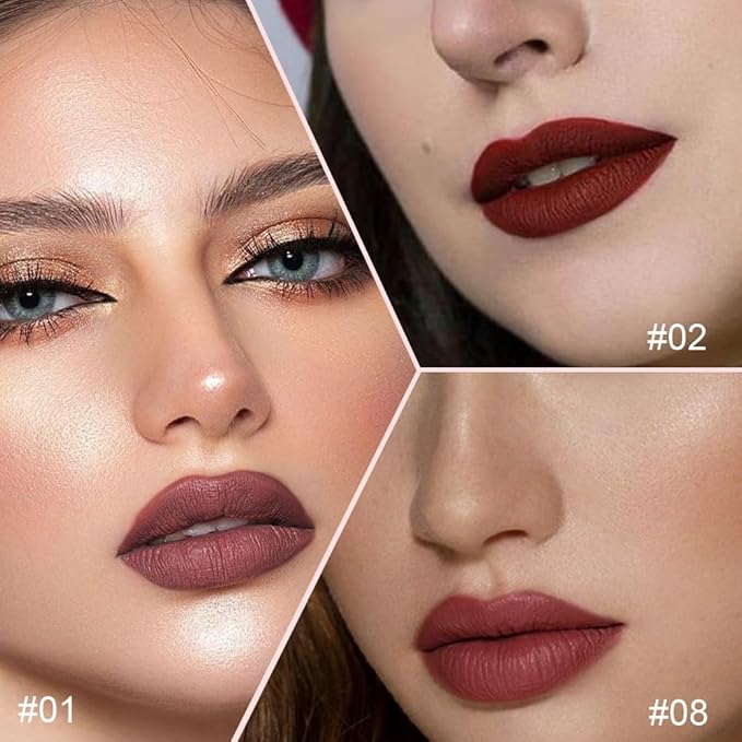 evpct 3Pcs Retractable Lip Liner Pencils Set Pack for Shaping & Sculpting Lips, Mauve Maroon Dark Wine Red Mauve Nude Creamy Matte Velvet Pigmented Lip Liner lipliners Crayon Lipstick,01 + 02 + 08