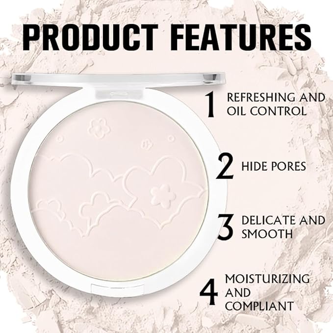 Face Oil Control Pressed Setting Powder-Clarifying Finishing Powder,Waterproof Powder Puff