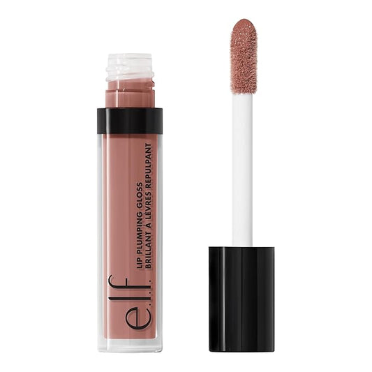 e.l.f. Lip Plumping Gloss, High-Shine Sheer Color, Hydrates & Creates Fuller Lips With Vitamin E, Vegan & Cruelty-Free, Petal Pressed, 0.1 Fl Oz