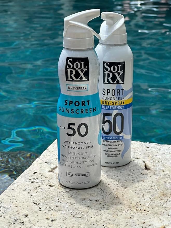 SolRX SPORT SPRAY SPF 50 Sunscreen Spray SPF50, Reef Friendly, Broad Spectrum Sunscreen for Face and Body, Oxybenzone Free