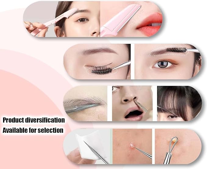[9+1 PCS] Tweezers Kit, Tweezer for Women Facial Hair, Professional Tweezers Set, Eyebrow Tweezer, Professional Stainless Steel Eyebrow for Women &Men,Black And Pink Beauty Sets.