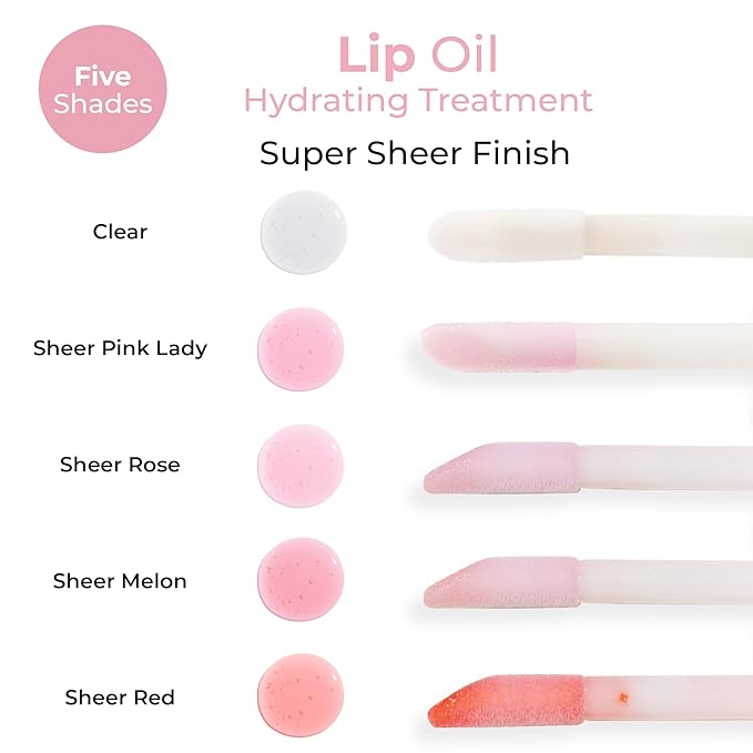 MCoBeauty Lip Oil Hydrating Treatment, Sheer Rose, Moisturizing Hydrating