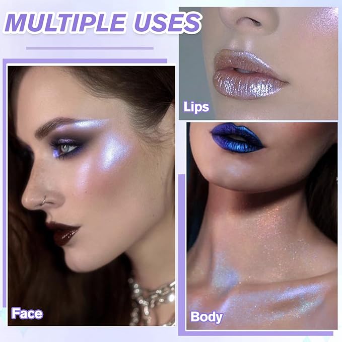 Duochrome Face Highlighter Makeup, Chameleon Holographic Highlighter Mineral Highlighting, 05