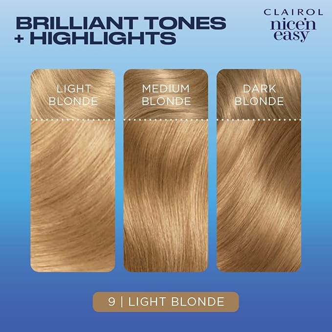 Clairol Nice'n Easy Permanent Hair Dye, 9 Light Blonde Hair Color, 3 Count