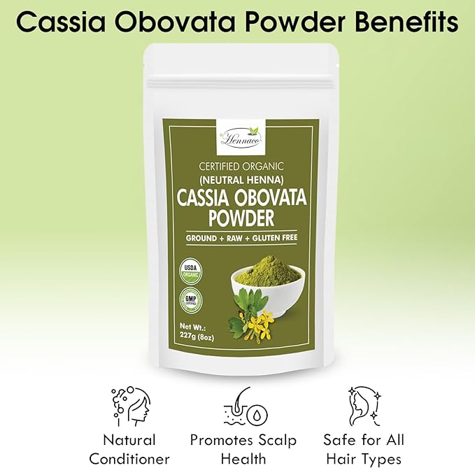 Organic Cassia Obovata Powder | Neutral Henna Powder (8 OZ) 227 G