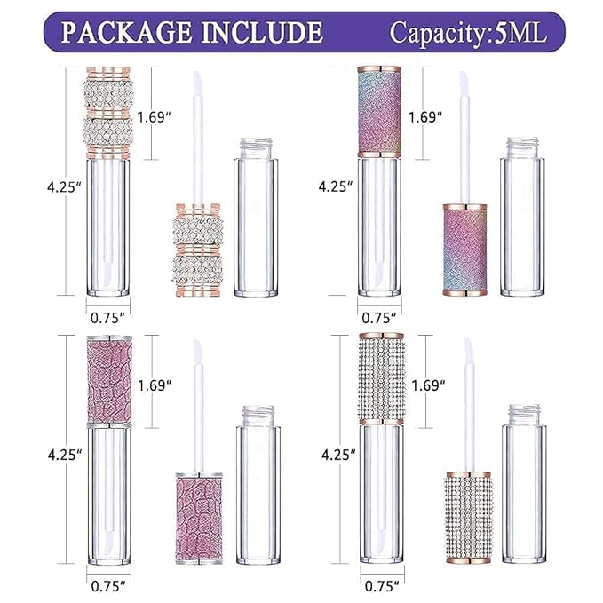 AMORIX 5ml Lip Gloss Wand Tubes and 10ml Squeeze Tubes Bundle