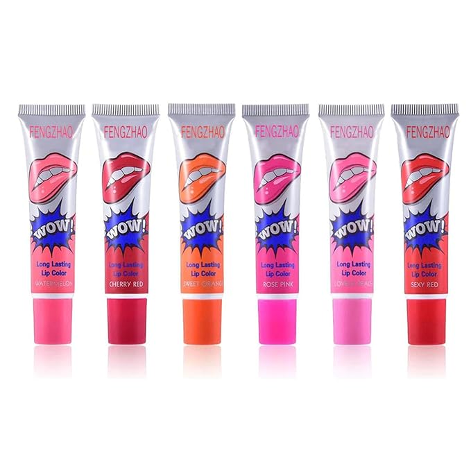 6 Colors Tattoo Magic Color Lip Stain Tint Long Lasting Lip Gloss Sets for Women Peel Off Colored Matte Sexy Color