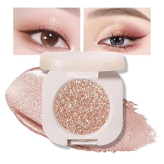 Glitter Shimmer Sparkle Eyeshadow Palette Makeup for Green Blue Eyes, Light Brown Glitter Shimmer Metallic Holographic Multichrome Cream Iridescent Single Monochrome Eye Shadow Makeup